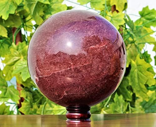 Polírozott Természetes Vörös Epres Kvarc Kristály Csakrák Gyógyító Metafizikai Kő Gömb Hatalmas Nagy (235mm/40.1 lbs) Meditáció