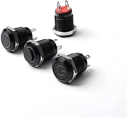 SKXMOD 12mm Vízálló Oxidált Fekete Fém Gomb, Kapcsoló, LED-es Lámpa Pillanatnyi Reteszelés PC hálózati Kapcsoló 3V 5V 6V 12V 24V-os