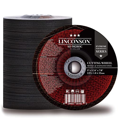 LINCONSON 50 Pack 4.5 Inch Vágva Kerék Fém & Rozsdamentes Acél Használt Sarokcsiszoló 4.5x1/24x7/8 Depressziós Középső Lemez (SD 4520DC)
