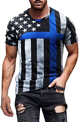 HDDK július 4 Férfi Katona Rövid Ujjú pólók Amerikai Zászló Hazafias Maximum Nyári Vékony Sportos Izom Póló