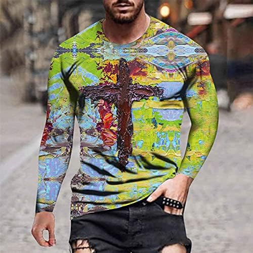 BEUU Katona Long Sleeve T-shirt Férfi ruházat, Őszi Utcán, a Hit Jézus Kereszt, Oroszlán, Tigris Nyomtatás Edzés Atlétika Tee