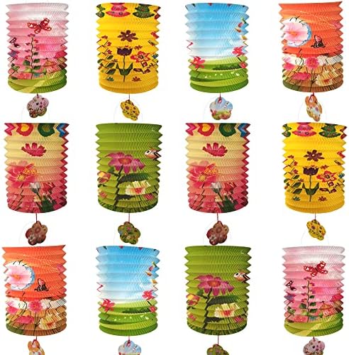 12Pack Kínai Japán Lóg Papír Lampion, Színes Ázsiai Kínai Virág Lámpák Lámpa Árnyalatok, Fesztivál, Dekoráció Kínai holdújév, Ünnep, Keleti