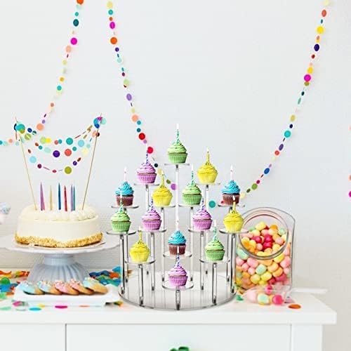 Akril Muffin Állvány Átlátszó Cupcake Kijelző tartó 15 Sütit, Újrafelhasználható Akril Desszert Állni Süteményes Tál Születésnapi