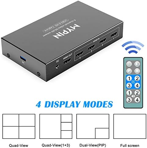 MYPIN USB3.0 HDMI Video Capture Kártya, 4 Csatornás, 1080P@60fps HDMI Játék Caputre a Multi-Csatorna Élő Közvetítés a Hurkot,