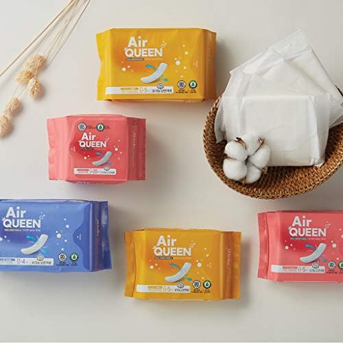 AIRQUEEN (Rendszeres Super Ultra Slim Pad 1 Csomag / 5 Összesen) Igazi Lélegző Hitelesített Organikus Pamut Menstruációs