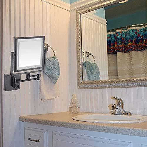 QLIGHA Fürdőszoba Borotválkozó Tükör Falra Szerelt USB Töltés Smink Tükör, LED-Lámpák, valamint 1x/3x Nagyítás Hiúság Tükör Kihúzható