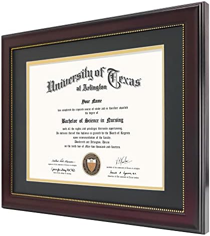 GraduationMall 8.5x11 Diploma Keret, Fekete Arany Szőnyeg, vagy a Kijelző 11x14 Dokumentum Nélkül Mat, UV-Védelem, Akril, Mahagóni Arany