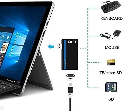 Navitech 2 az 1-ben Laptop/Tablet USB 3.0/2.0 HUB Adapter/Micro USB Bemenet SD/Micro SD Kártya Olvasó Kompatibilis a Microsoft Surface 3
