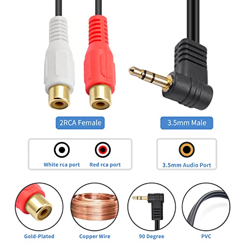 Poyiccot 3,5 mm-es RCA Kábel, 3,5 mm-2RCA Női Audio Kábel, RCA Aux Kábel Hi-Fi Hang RCA Sztereó Audio Kábel Aranyozott RCA Y Elosztó