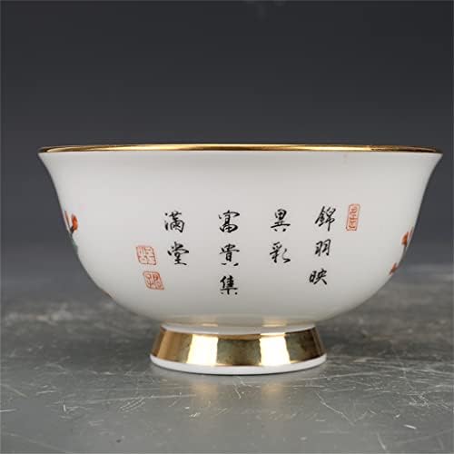 GRETD Kerámia Tál Qing-Dinasztia Zománc Arany Fácán Bazsarózsa Tál Antik Porcelán Gyűjtemény (Szín : Egy, Méret : Egy méret)