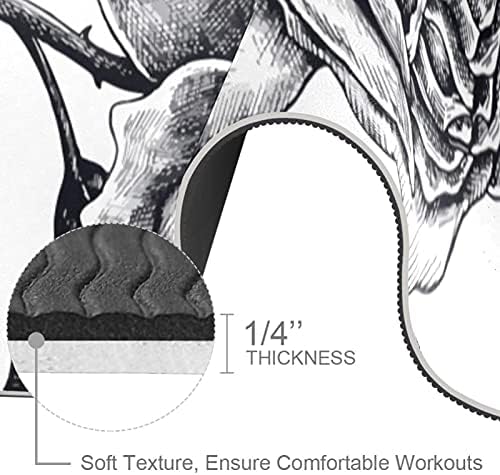 Vastag, Csúszásmentes Gyakorlat & Fitness 1/4 jóga szőnyeg Vázlat Rose Nyomtatási Jóga Pilates & Emelet Fitness Edzés (61x183cm)