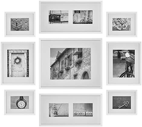 Galéria Tökéletes 9 Darab Fehér Képkeret Galéria falán Készlet, Dekoratív, Művészi Nyomatok & Lóg Sablon