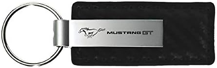 Ford Mustang GT Fekete Szénszálas Mintás Bőr kulcstartó