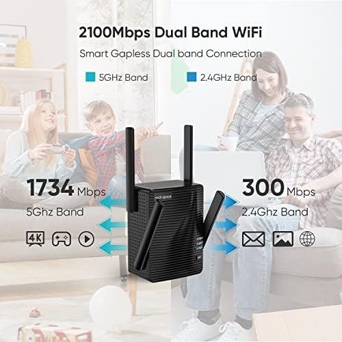 WiFi Extender - WiFi Erősítő,2100 mbit / s,WiFi Range Extender,WiFi internet Átjátszó,Wireless Extender Haza,Gigabit Port,5G&2.4 G