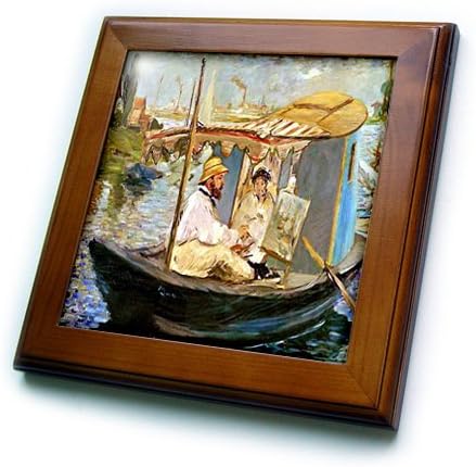 3dRose ft_80496_1 Monet Festményt a Hajó által Manet Keretes Csempe, 8-8-Hüvelyk