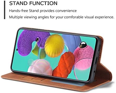 EYZUTAK Prémium PU Bőr Flip Tok tartó Samsung Galaxy a51-es, Védő tok Állvány Kártyahely Mágneses Bezárása Ütésálló Tárca Fedél
