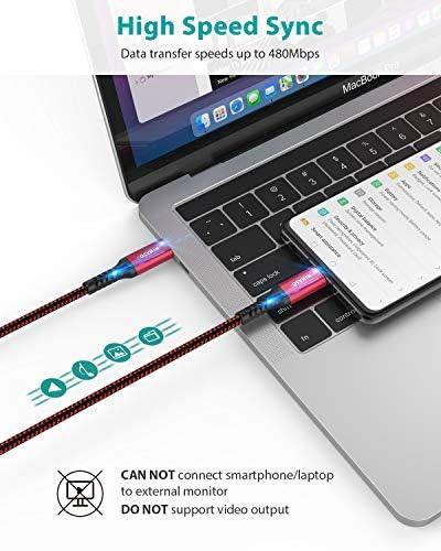 NIMASO 2 Csomag USB-C-USB-C Kábel (6.6 FT + 6.6 FT), Nylon USB 2.0 C Típusú 60W töltőkábel iPad Mini 6, iPad Pro 2020-ra,