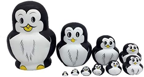 COHEALI 10 db Pingvin Szép Karácsony Karácsonyi Egymásra Baba, Nagymama Matryoshka Fészkelő Fesztivál Babák Ajándék, Dekoráció