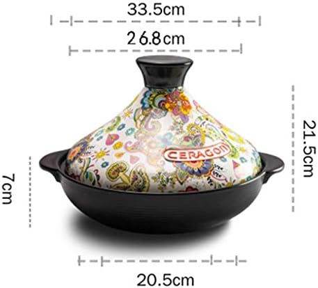 MYYINGBIN virágmintás Marokkói Csirke Pot Zománcozott öntöttvas Lábast Nem Stick Serpenyőben Egzotikus edényben Fedő, EGY, 2L
