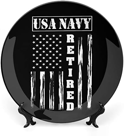 USA Haditengerészet Nyugalmazott Amerikai Zászló Kerámia Dekoratív tábla Display Állvány Lógó személyre Szabott Esküvő Évforduló Ünnepi