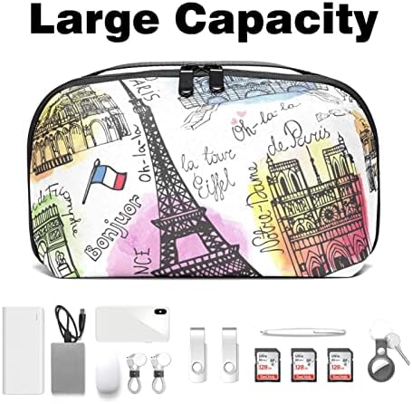 Hordozható Elektronikus Szervező Tok Táskák Klasszikus Párizsi Eiffel-Torony Képeslap Utazási Kábel Tároló Táska Merevlemezek, USB,