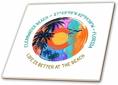 3dRose Clearwater Beach, Florida. Az élet jobb a parton kerek design - Csempe (ct_355763_1)
