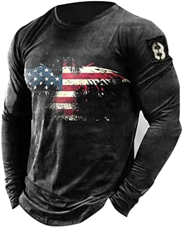 Férfi Retro Grafikus Póló, Az Amerikai Zászló Hosszú Ujjú Szabadtéri Edzés A Tornateremben Futó Testépítés Tshirt Július Oda Hazafias Tee