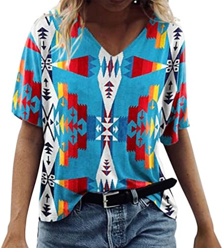 Női Nyári Felső, Virágos Nyomtatott Rövid Ujjú Vneck Túlméretes Kényelmes póló Tshirts a Nők Nyáron Plus Size