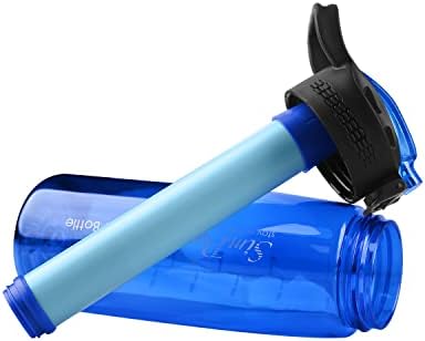 SimPure Szűrt Víz Üveg BPA Mentes Víz Üveg Szűrő Cserélhető 4-fokozatú Szűrő Szalma, Hordozható vízszűrő Üveg Kemping, Túrázás,