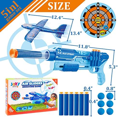 3 Csomag Repülőgép Launcher Játékok Gyerekeknek,5 az 1-LED Hab Vitorlázó Katapult Gép Játék 3 DIY Matricák,2 Repülés Mód,Kerti