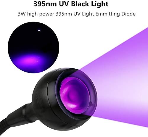 3W LED, 395NM Fekete Fény, Rugalmas Hattyúnyak Lámpa, UV Blacklight a Szatén Érzékelő, Fekete Fény Lámpa Blacklight Poszter, Blacklight