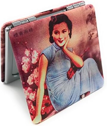 Érték Művészeti Vintage Shanghai Hölgy Nyomtatás Táska, Kompakt Utazási Smink Tükörben, Nagyítás, 2.375 Hüvelyk Tér