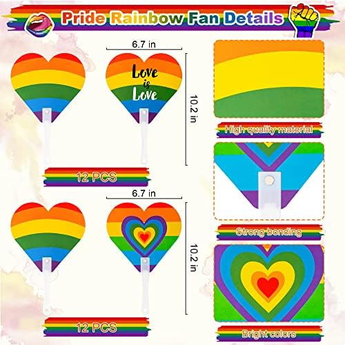 48 DB Büszkeség Töm, Szivárvány Kézi Rajongók, Zászlókkal, Készlet, Műanyag LMBT Mini Rainbow Kezét Rajongók Meleg Büszkeség Csíkos Zászlók,