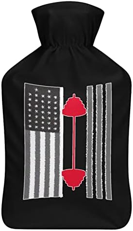Amerikai Zászló Hatalom súlyemelés forróvizes Palack Puha Plüss Fedél Meleg Gumi Víz Injekció Táska 1000ML