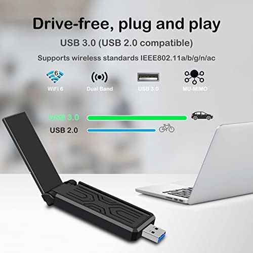 USB WiFi 6 Adapter Asztali PC Gigabites Vezeték nélküli Hálózati Kártyák USB3.0 Meghajtó Ingyenes WiFi Dongle Adapter Plug and Play AX1800