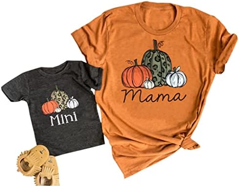 A Mama pedig Mini Halloween Leopárdmintás Tök Ing baba-mama Megfelelő Halloween Aranyos Őszi Pólók Felsők