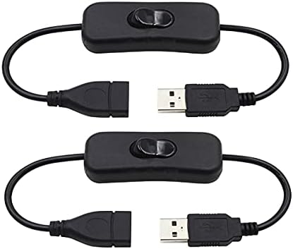 Qaoquda USB Kábel Kapcsoló, 2 Csomag USB-Férfi-Nő Hosszabbító Inline Rocker Kapcsoló, Vezetés, Hangrögzítő USB Ventilátor, LED Szalag-20cm/8inch
