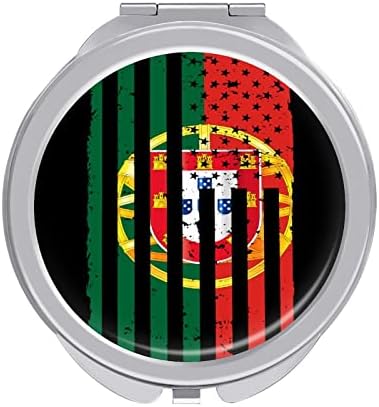 Amerikai Portugália Lobogója Kompakt Tükör Zsebében Utazási Smink Tükör, Kis Összecsukható, Hordozható, Kézi Tükör