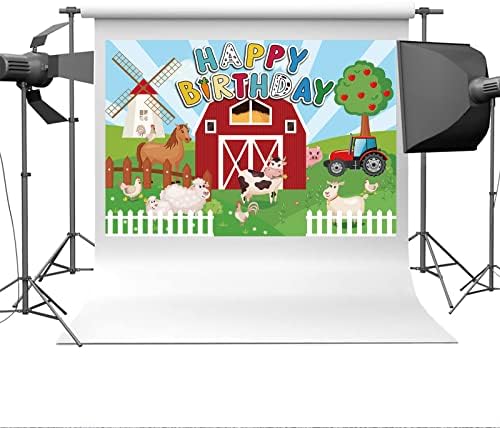 5x3ft Red Barn Hátteret Farm Hátteret haszonállatok Téma Party Dekoráció Gyerekeknek, Születésnapi Party Kellékek Nagy Rajzfilm