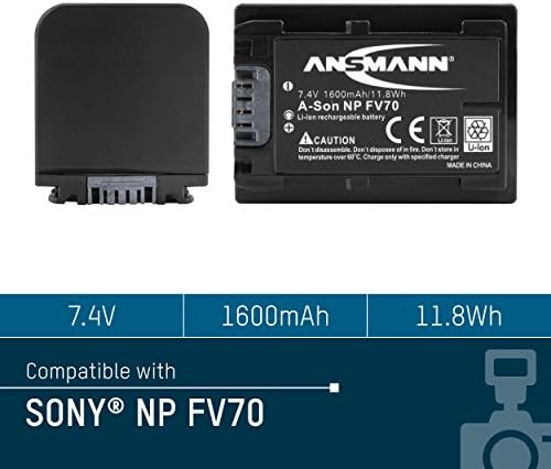 Ansmann 1400-0007 7.4 Volt Egy-Fiam NPFV70 1600mAh Lítium Csere Akkumulátor Sony NP FV 70