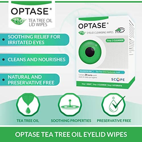 OPTASE teafaolaj Szemhéj Törlőkendő - Szemhéj Tisztító sampon Száraz Szem - teafa sampon Blepharitis Kezelés - Tartósítószer
