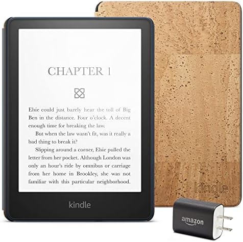 Kindle Paperwhite Essentials Csomag beleértve a Kindle Paperwhite (16 GB) - Agave Zöld, Parafa Borító - fekete, hálózati Adapter