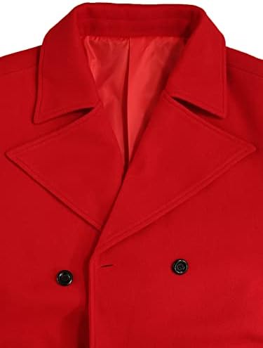 QYIQU Kabátok Férfi - Férfi Dupla Soros Kabát (Szín : Piros, Méret : X-Large)