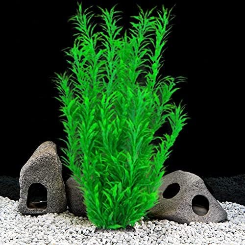 LinTimes Nagy Akvárium Növények Műanyag, 15 Hüvelykes Mesterséges Zöld Hínár Víz, Növények, akvárium Növény Dekoráció, Puha Biztonságos
