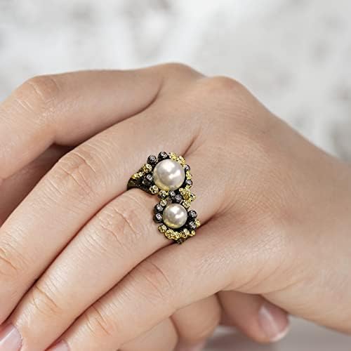 2023 Női Gyöngy, Gyűrű, Eljegyzési Gyűrű, Ékszerek, Ajándékok Vastag Zenekar Gyűrűk a Nők (Fekete, 7)