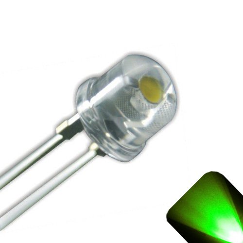 5mm Szalma Kalap Széles Látószögű Tiszta Zöld LED - Ultra Fényes (Csomag 10)