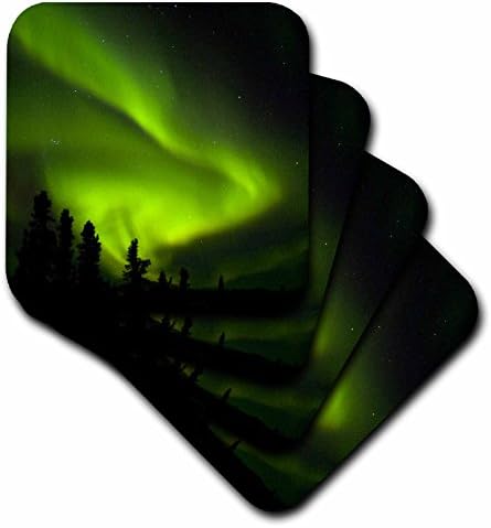 3dRose CST_87749_3 Alaszka, Hot Springs Aurora Borealis, az Északi Fény-Us02 Szu0001-Sherry Zurey-Kerámia Alátétek, Készlet 4