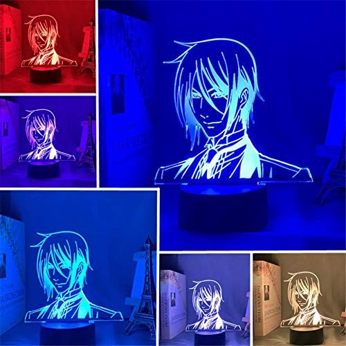 3DYYCX Fekete Butler-Butler Sebastian Michaelis-3D LED jó Anime Figura Dekoráció Ajándék Játékok Színes Szabályozható Világítás Hálószoba