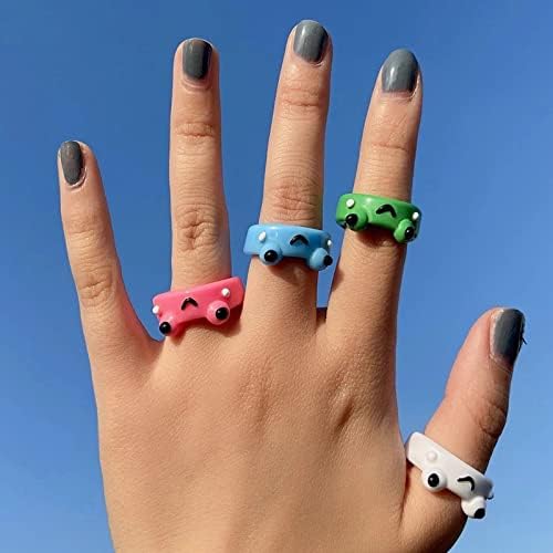 SuoFrun 5db/set Y2K Akril Béka Gyűrűk Nők Szeretője Polimer Agyag édes Gyanta Gyűrűk, a Lányok Állat Pár BFF Barátság Gyűrű