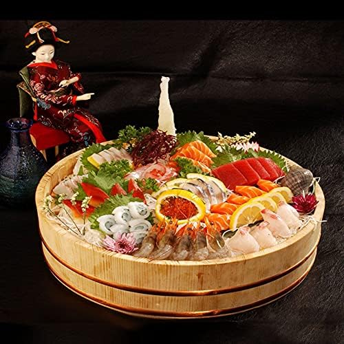 Hangiri Sushi Keverő Kád Réz Zenekar, Kézzel készített Fa Oké Rizs Hűtés Tál Sushi Étterem,27x7.5cm